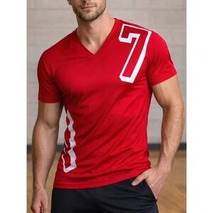 Andrew Christian Vintage Red V-Neck 7 Athletic Shirt